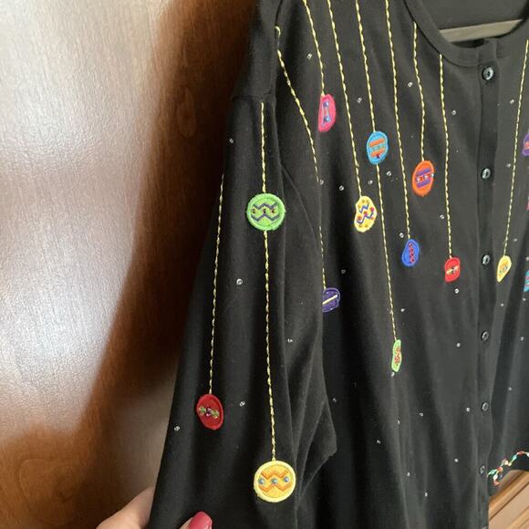 Marisa Christina Woman Christmas Beaded Ornament Black Cardigan Plus Size X - Picture 9 of 13